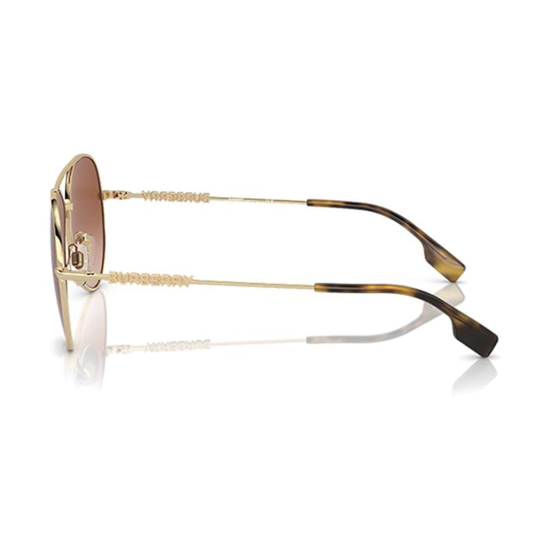 Burberry Thin Frame Logo Lettering Metal Aviator Sunglasses Women's Gold