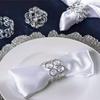 6Pcs/Set Napkin Ring Luxury Faux Crystal Beads Metal Shiny Elegant Table Decoration Dinner Napkin Holder Buckle Wedding Party Festival Supplies