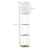 Modern Metal Floor Lamp With Shelves 3 Layer Shelf Tall Standing Lamp With Fabric Lampshade Pull Chain Switch For Living Room Bedroom Bulb Not