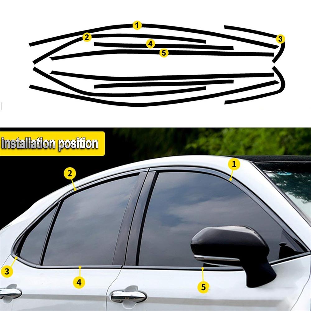 Хромированные накладки на окна черного цвета для Toyota Camry 2018-2023