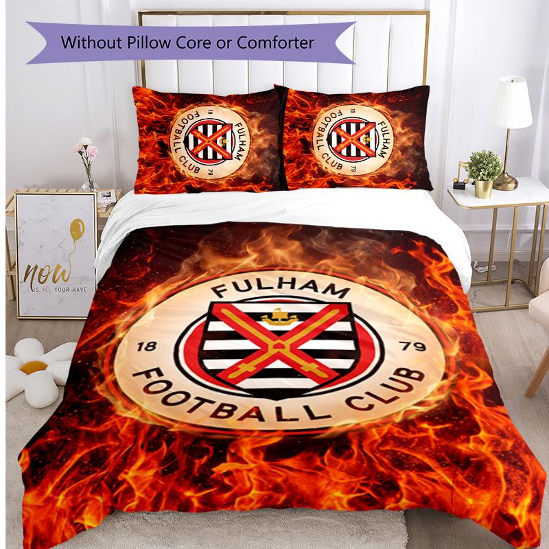Fulham Football Printed 3 Pieces Bedding Set, Comfortable Skin Friendly Bedroom Duvet Cover Set