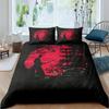 Samurai Bedding Sunset Duvet Cover Japanese Samurai Scenery Silhouette Bedding Japanese Style Bedroom Decoration for Men Gifts