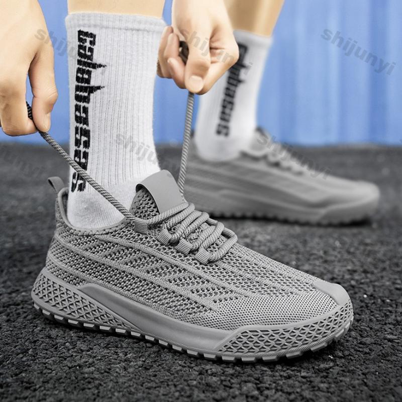 Мужские Белые Кроссовки Летние Дышащие Сетчатые Fly Weave Спортивные Беговые Обувь Легкие Удобные Модные На Шнуровке Повседневная Обувь