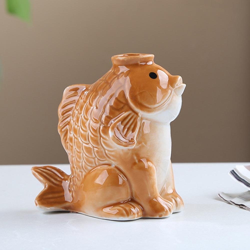 Unique Ceramic Succulent Planter Fish-shaped Hydroponic Planter Desktop Decor