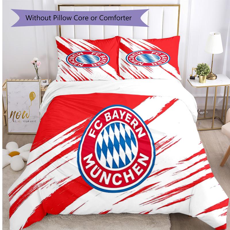 Bayern Munich Pattern Printed 3PCS Bedding Set Soft Skin-Friendly Washable Duvet Cover & Pillowcases Set All Season Bedroom