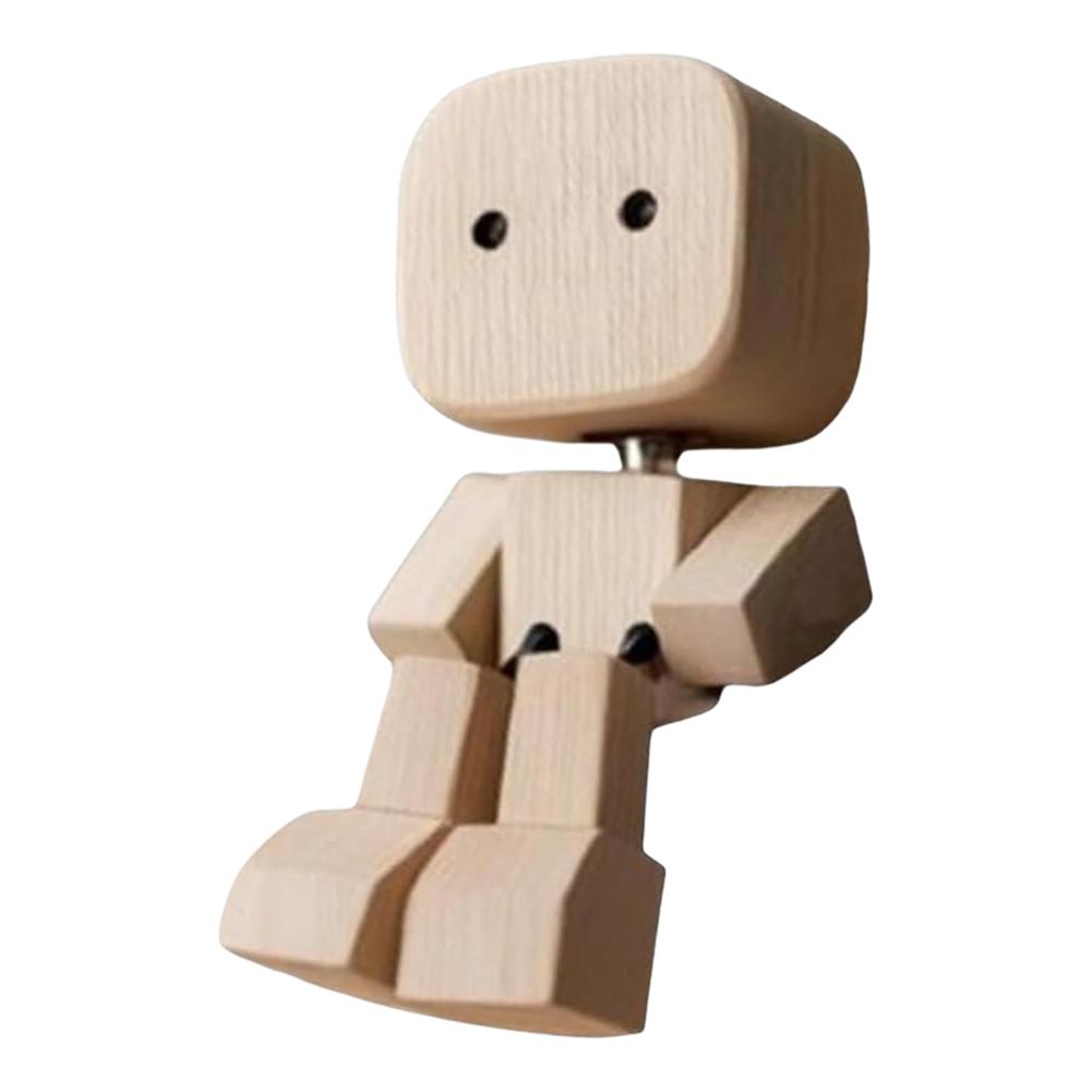 Shaking Wooden Man Figurine, Handmade Shaking Feet Wooden Doll,Car Ornaments,Funny Wood Desktop Decor, Car Dashboard Decorations