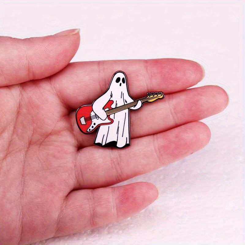 Punk Guitar Ghost Brooch Halloween Badge Decoration Pins