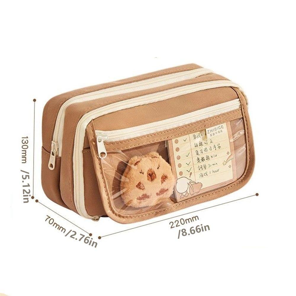 Large Capacity Capybara Pencil Pouch Aesthetic Clear Pen Case Cartoon Pencil Box  Office Supplies