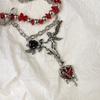 Heart Pendant Crystal Beads Necklace Angle Clavicle Chain Choker Gothic Multilayer Necklace  Gifts