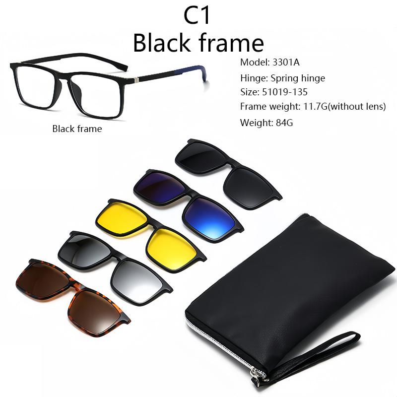 Очки-клипсы Gradul Grey White Frame 6-в-1 Поляризационные Магнитные Солнцезащитные Очки С 5 Магнитными Клипсами Могут Быть
