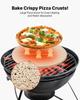 Pizza Stone, 381 mm Round Cordierite Pizza Stone, Extra Large Baking-Stone with Aluminum Peel, 17 mm Thickness Heat-Resistant Cooking Cordierite, for