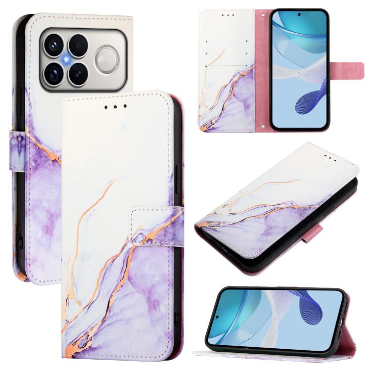 PT003 Marble Pattern Flip PU Leather Phone Case For Xiaomi Poco M8 Power 5G, Wallet Card Slot Kickstand Protective Cover