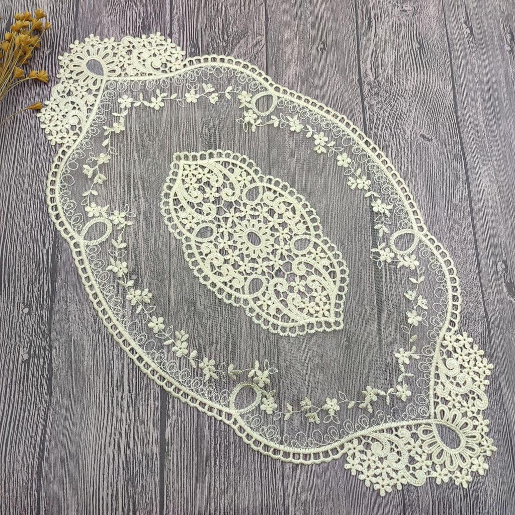 Hollow Embroidered Lace Dining Mat Vase Mat Insulated Coaster Photo Background Cloth Home Fabric Bedside Table Cover Fabric