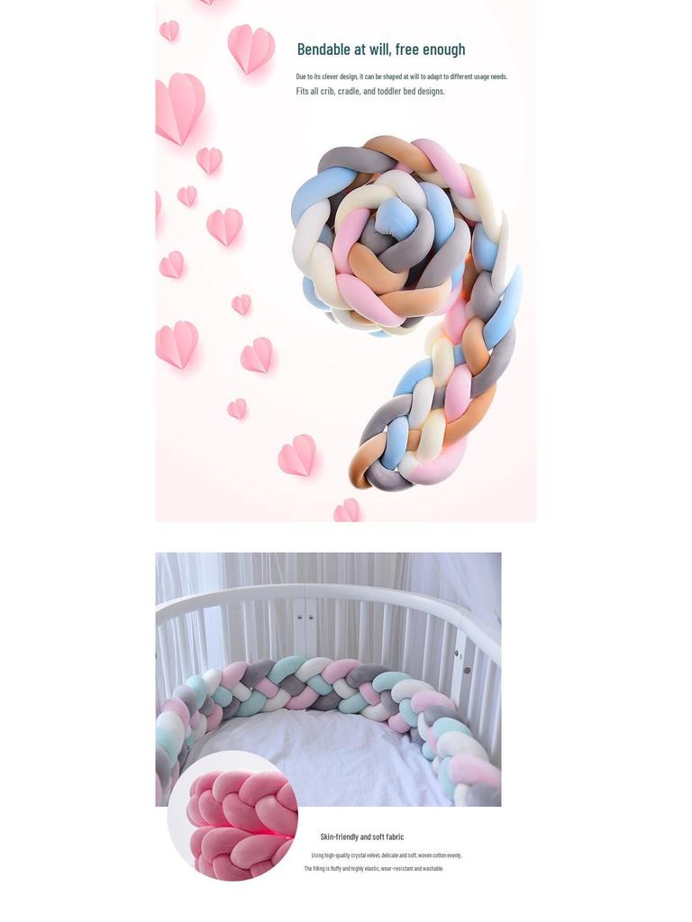 Датская вязаная подушка-узел, заплетенная из четырех прядей – Защитный бортик для кровати от ударов для детской комнаты