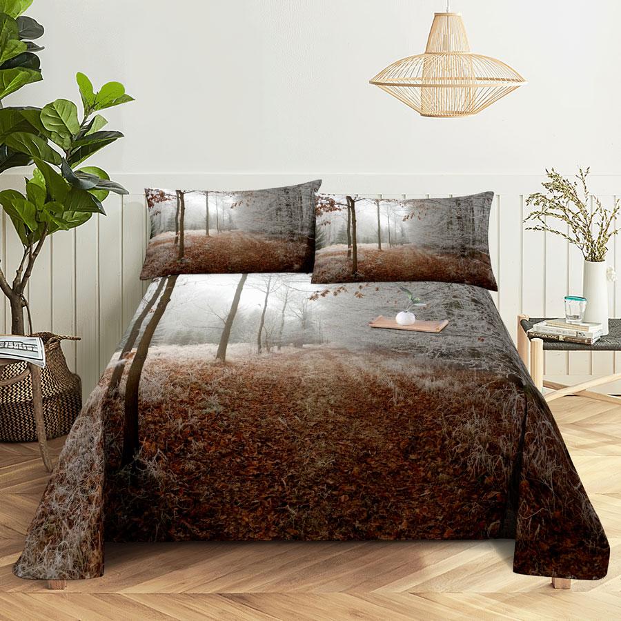 Bed Sheet Pillowcase Bedding Set Linens Cover Senic Queen King Double Size 220x240 Trees for Bedroom Soft Twin Full Single New