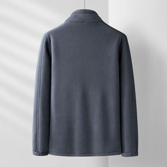 Мужское пальто с воротником-стойкой, длинным рукавом, флисовой подкладкой, кардиган, куртка, однотонная молния