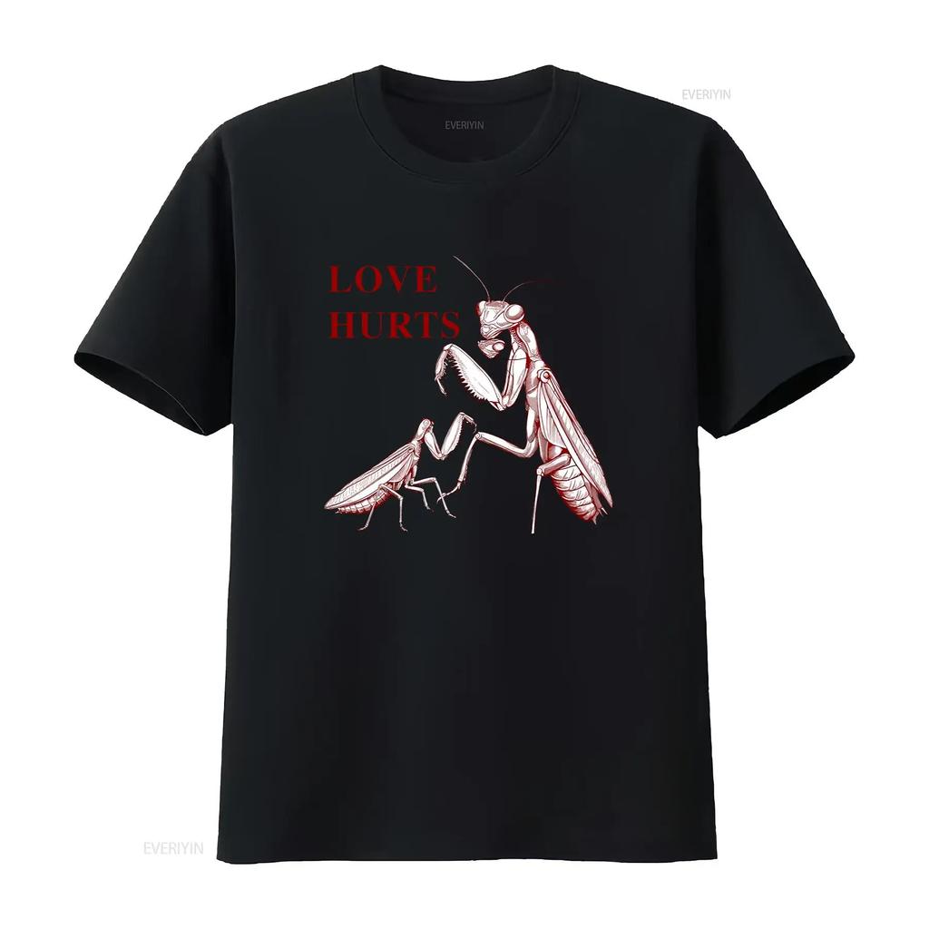 Love Hurts Praying Unisextis Dark Humor Retro Insect T Shirt Vintage Washed Stylish Designer Clothes Fashion Slightly Versatile