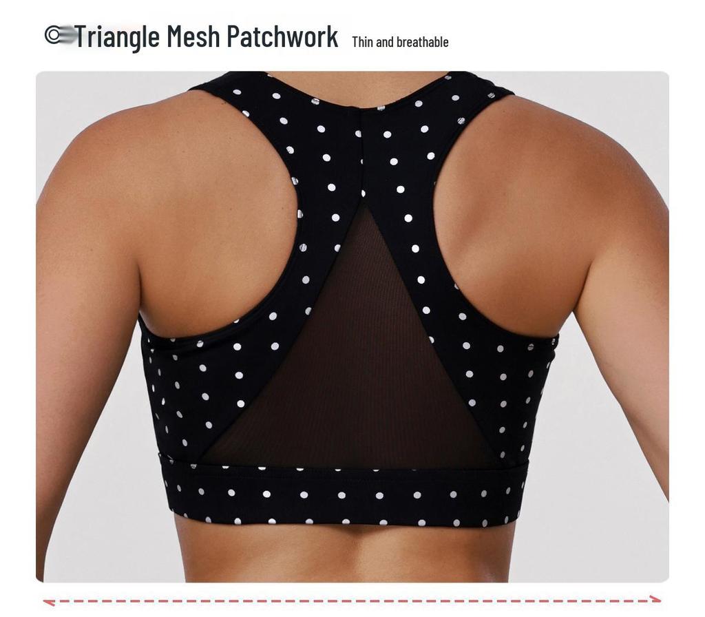 Спортивный бюстгальтер для йоги в горошек с перекрещенной спинкой, с сеткой, с мягкими чашечками, ударопрочный, для фитнеса