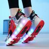 Runaway Shoes Double Wheel Boys Pulley Shoes Luminous Shoes LDE Lights Student Shoes Outdoor Sneakers Collapsible