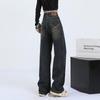 Весенне-осенние ретро женские джинсы с высокой талией и широкими штанинами - винтажные прямые брюки в стиле Гонконга