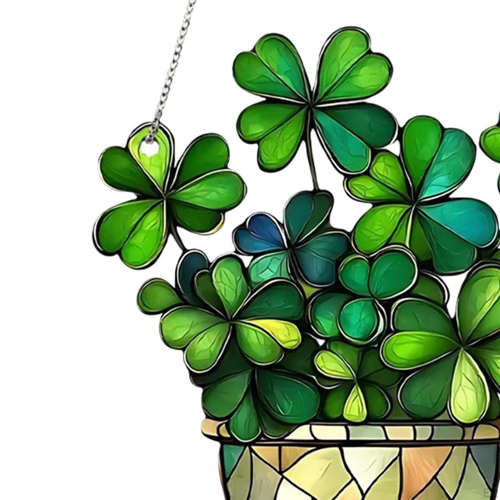 Акриловая подвесная панель на окно с четырьмя листьями, зеленая, для внутреннего офиса, подарочная настенная подвеска для патио