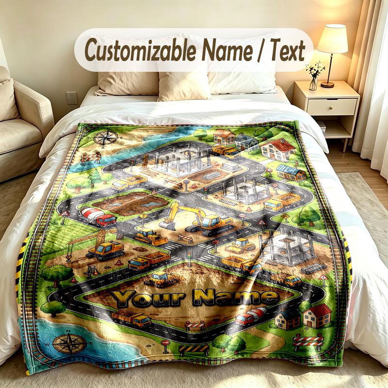 City Urban Theme Custom Blanket Personalized Name & Text Customized Soft Warm Throw Blanket Home Decor