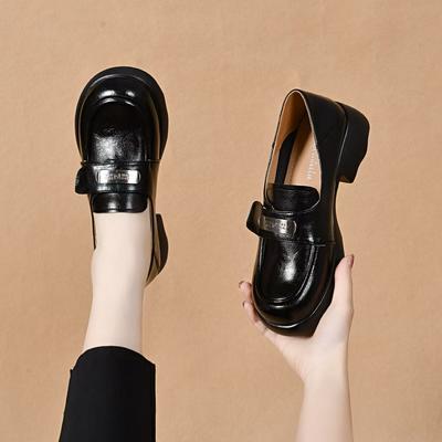 Ретро женская обувь весна новая простая и удобная обувь на одной педали британская одинарная обувь стиль колледжа круглый носок маленькие кожаные туфли