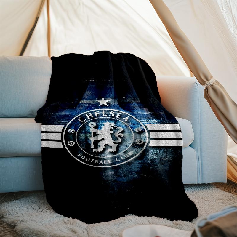 Chelsea FC logo printed throw blanket—soft,warm;versatile blanket for all seasons—perfect as &air-conditioning throw,nap blanket