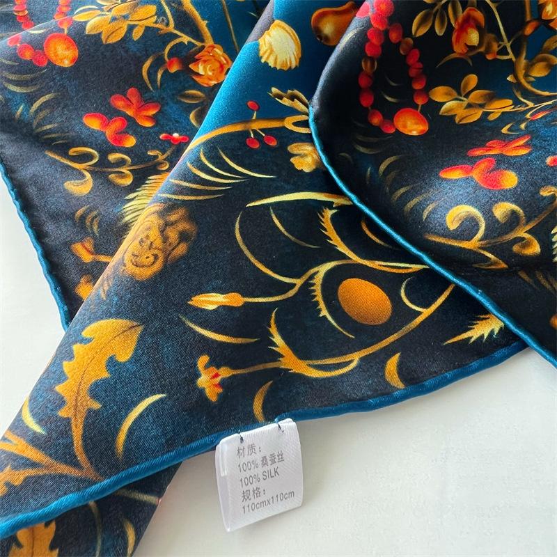 110*110 см квадратный шелковый шарф женский модный принт маленький шейный платок офисный женский пояс для волос носовой платок женский платок шаль шарф