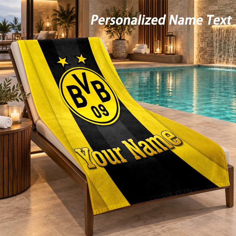 Custom Text Borussia Dortmund Print Beach Towel Large Towel For Home Bathroom Beach