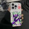 Чехол для телефона Anime E-Evangelion Eva-01 для iPhone 16 15 14 13 12 11 Pro Max Белый Матовый Лазерный Металлик Аврора Funda