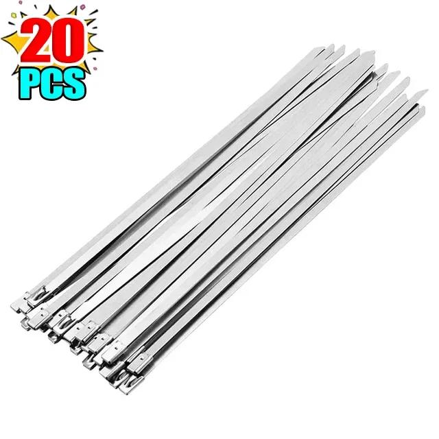 20/100 шт. Кабельная стяжка из нержавеющей стали, многоразовые самозатягивающиеся крепежные кольца, кабельная стяжка, многоцелевая металлическая фурнитура, органайзер для кабелей