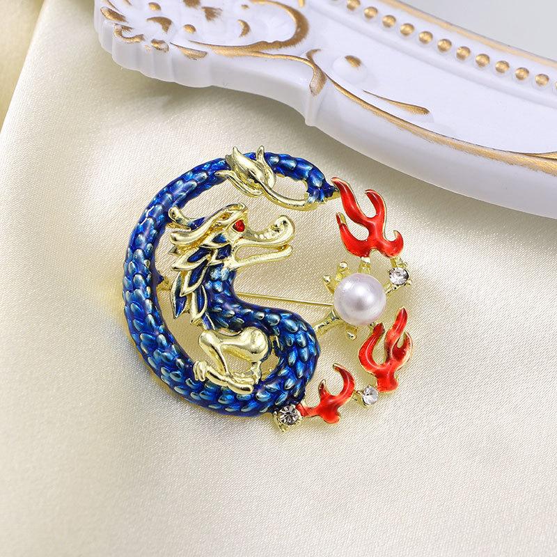 Year Of The Dragon Domineering Chinese Dragon Retro Brooch Men'S And Women'S Trendy Pin Temperament Elegant Brooch Suit Jacket Accessories