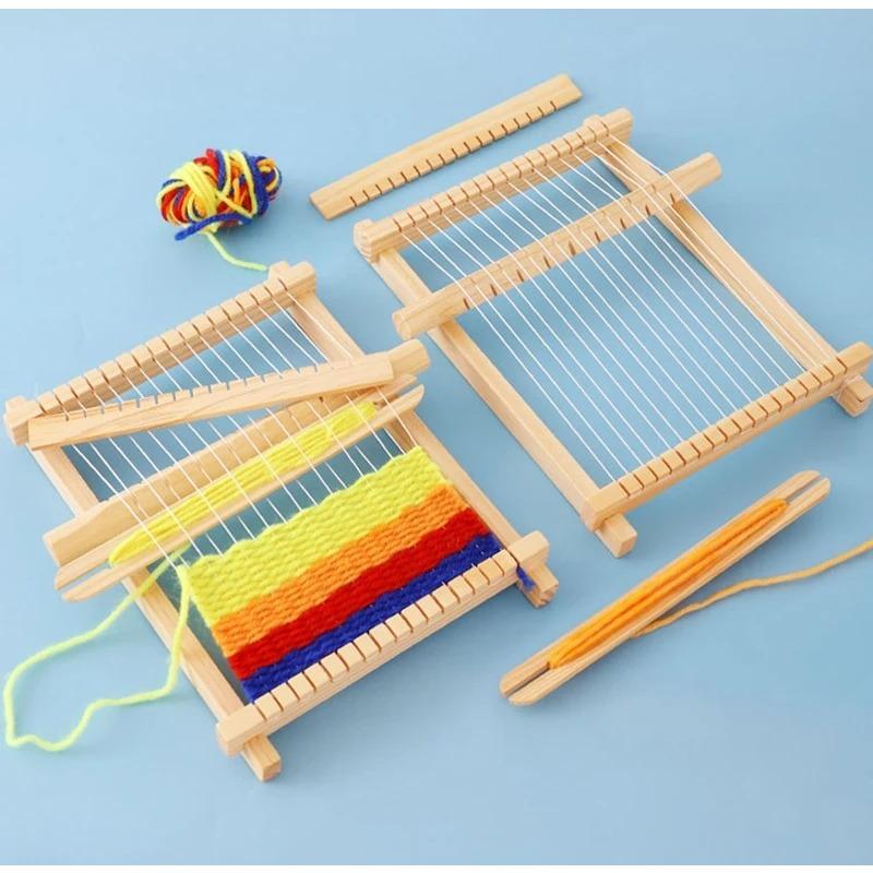 Деревянный ткацкий станок для детей DIY, набор игрушек для плетения, игрушки для ролевых игр, ручное вязание для девочек, бытовая вязальная машина, тренировка мелкой моторики