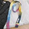 Slender And Long Y2K Striped Plush Scarf Female Niche Design Sense Hot Girl Decorated Scarf