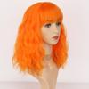 MISS WIG Women Natural Wavy Wig with Bangs Synthetic Fiber Shoulder Length Light Blue Cosplay Daily Wear Blue Wavy Wig