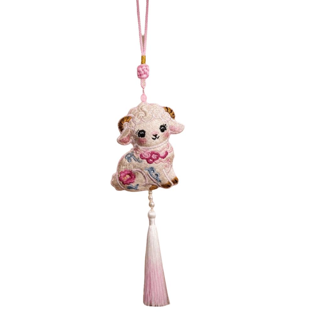 Chinese Style Embroidery Sachet Lamb Ornament Keychain Hanfu Accessory Car Hanging