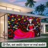 Happy Birthday Backdrop Floral Skeleton Dress Polyester Party Wall Decor