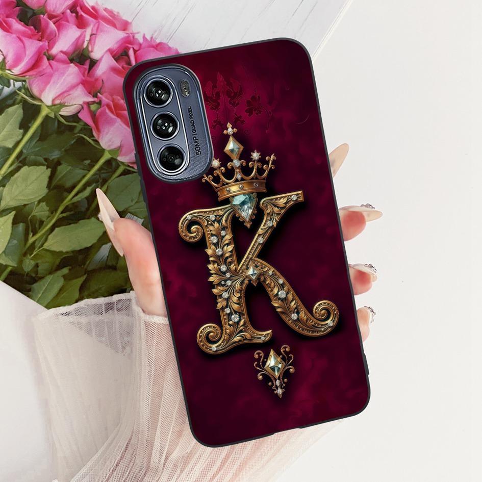 Case For Motorola Moto G62 5G G42 G32 G22 4G Cover Luxury Crown Letters Soft Black Silicone Shockproof Bumper on MotoG62 5G Capa