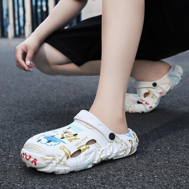 Сандалии, мужские тапочки, мужская обувь для дома и улицы, мягкие и удобные, с цветным принтом, износостойкие, вентилируемые, нескользящие