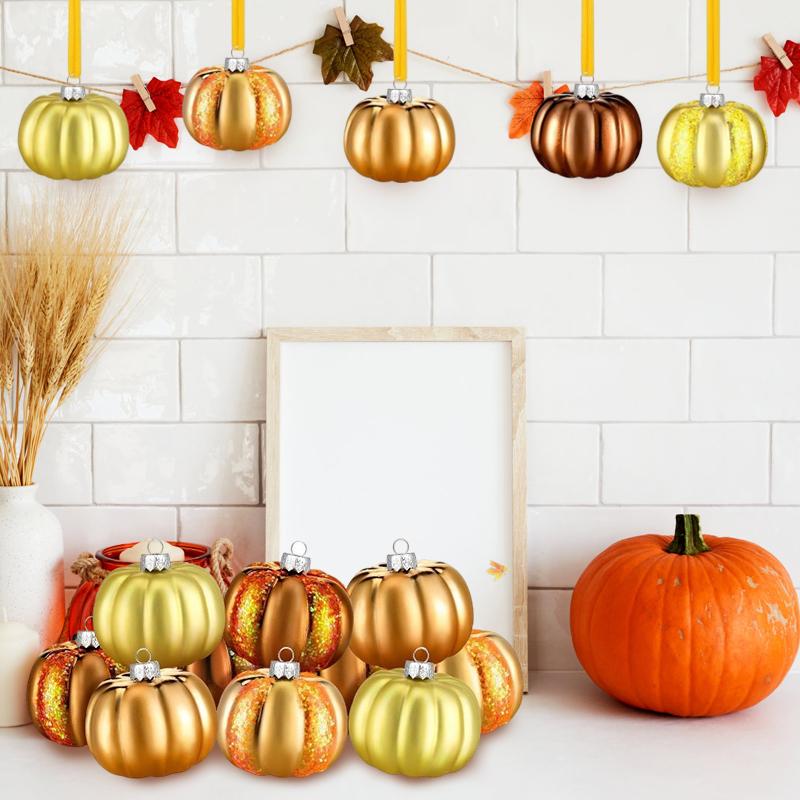 Christmas Ornament Garden Decoration Pumpkin Shape Exquisite Christmas Decoration Party Decoration 6/12PCS