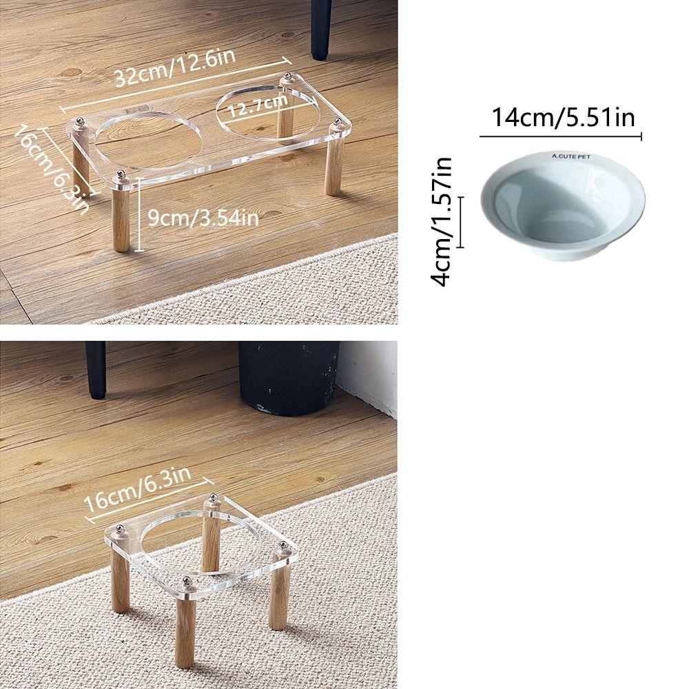 Single/Double Bowl Raised Cat Feeder Protect Cervical Spine Cat Drinking Feeding Bowl Dog