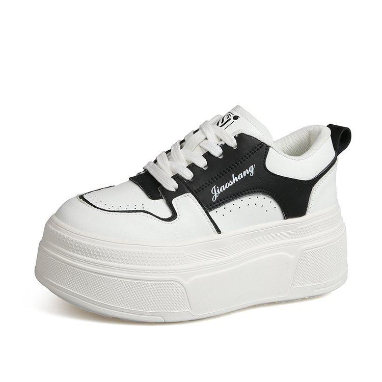 Маленькие белые туфли женские осенние на толстой подошве со шнуровкой повседневные спортивные туфли Muffin Plate модные и удобные