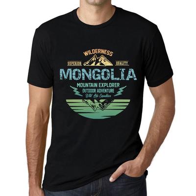 Мужская винтажная футболка с графическим принтом Mountain Explorer Mongolia Deep Black