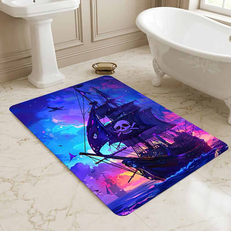 Pirate Ship Area Rug Carpet For Bedroom Game Playroom Living Room Nonslip Sofa Office Home Decor Doormat Christmas Gift C341