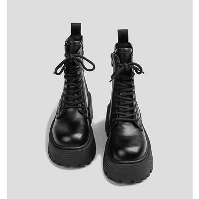 Британский стиль платформа ботинки Мартин женские 2024 новые модные универсальные для маленького роста и худые на шнуровке тонкие ботинки