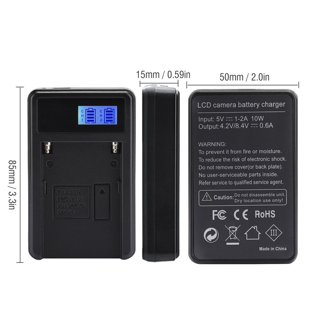 SEIVI Black Plastic LED Video Light LCD Electric Quantity Display Camera Battery Charger for Sony NP F550 F960 F970