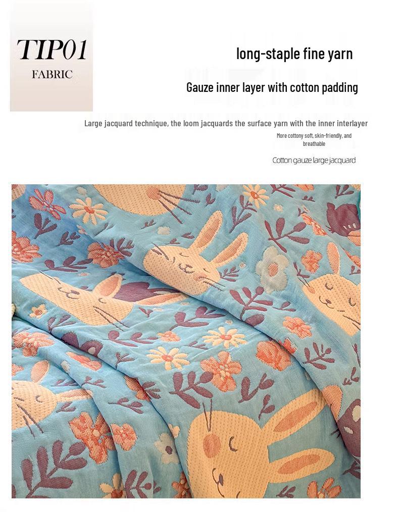 Трехслойное хлопковое марлевое одеяло - Универсальное для использования во время дневного сна в офисе, на диване, под кондиционером и в качестве летнего одеяла