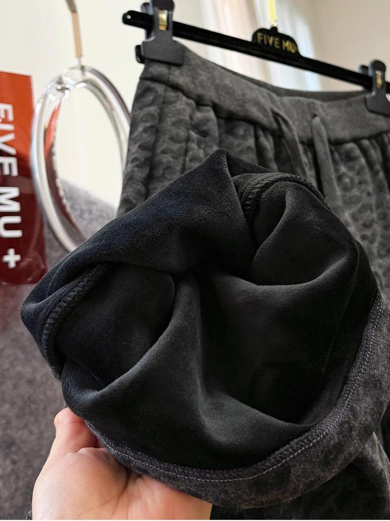 2026 Плюс размер Леопардовый принт Высокая талия Повседневные брюки с бархатной подкладкой для женщин