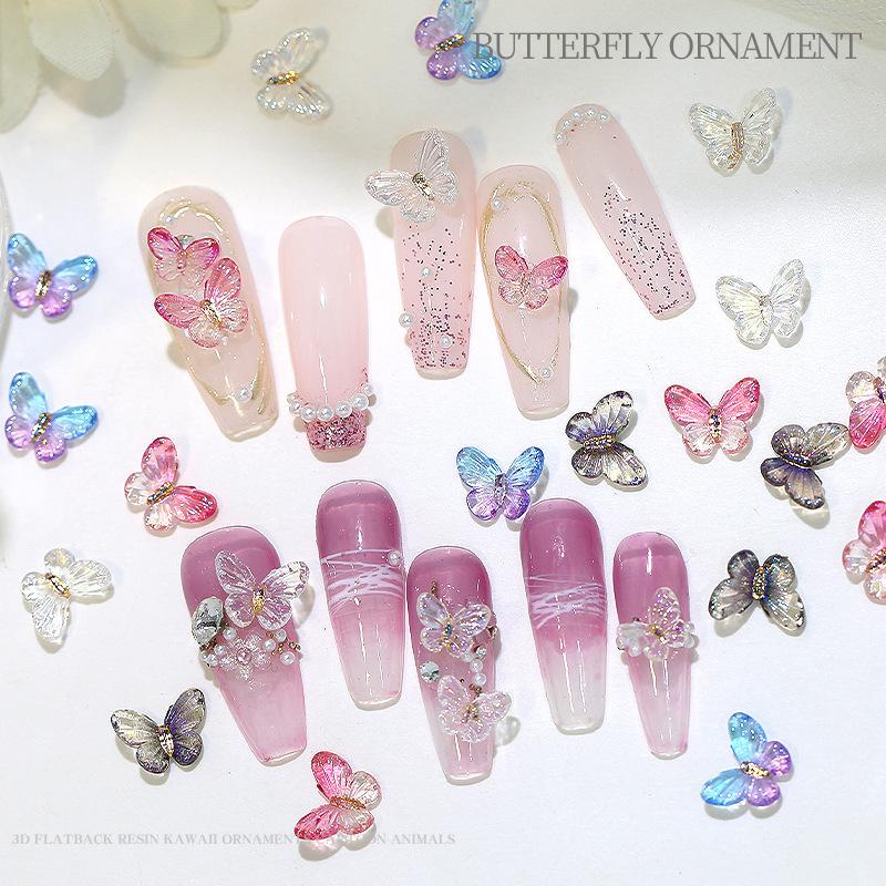 20Pcs Butterfly nail art accessories - nail decorations with iridescent and three-dimensional butterflies made of resin for nail art.